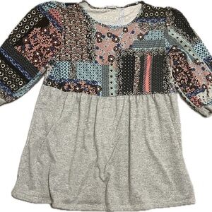 Patchwork-like peasant blouse